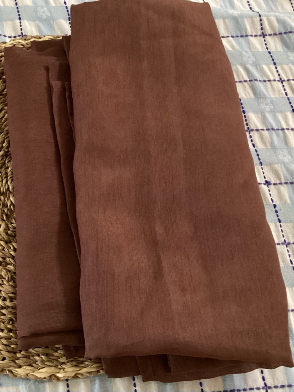 Chocolate Brown Sheer Curtain 2 Panels Rod Pocket. - Picture 4 of 5